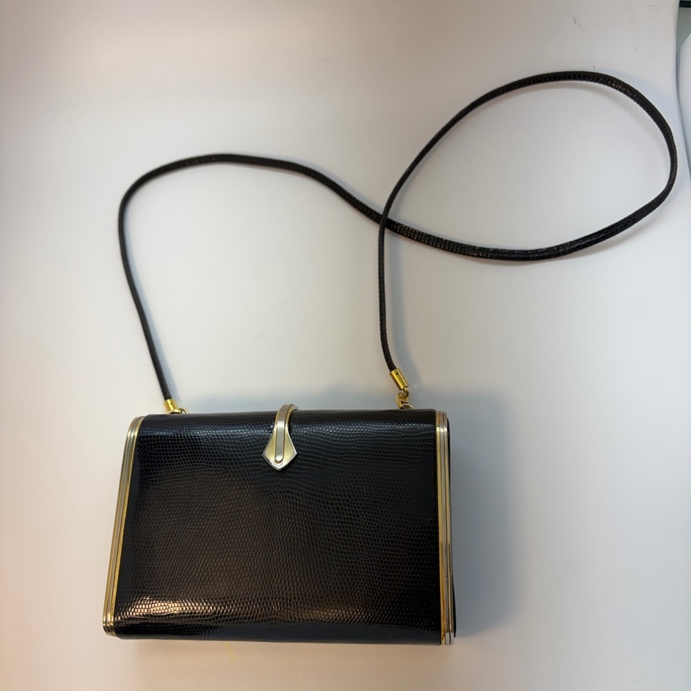 Walter Katten Vintage Elegant Black Leather Shoulder Bag